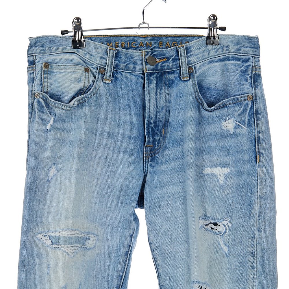 American Eagle Slim Straight Distressed Jeans Men's Size 31x32 - Picture 2 of 9